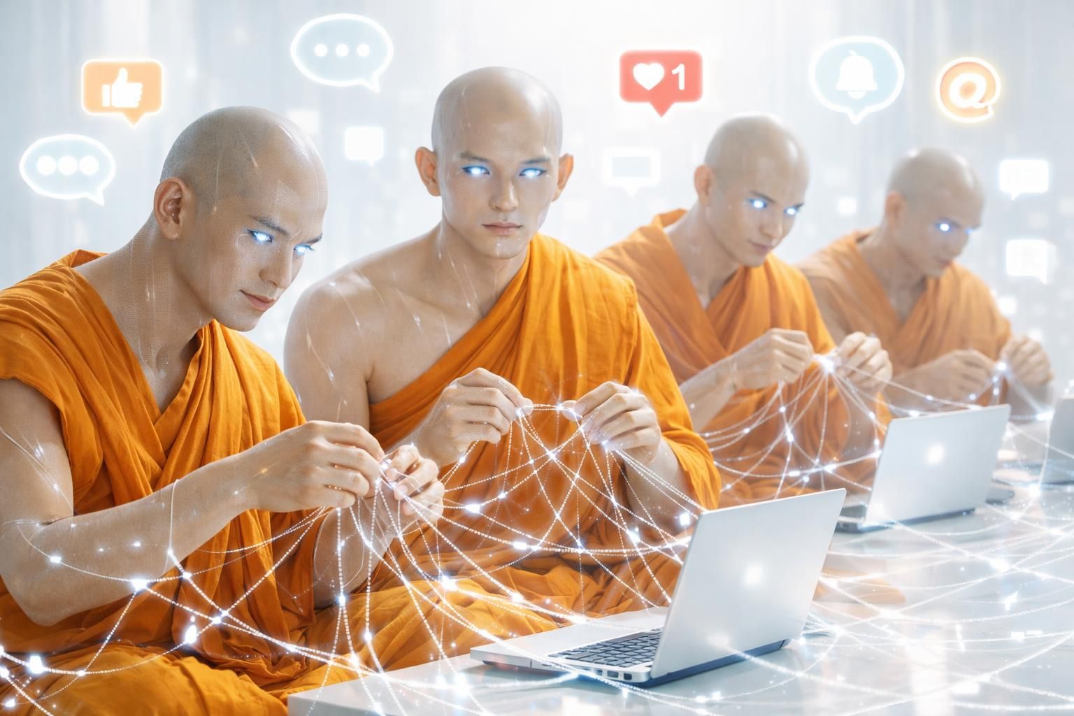 découvrez comment des faux moines, créés par intelligence artificielle, diffusent des conseils spirituels sur les réseaux sociaux, mêlant technologie et quête de sagesse.
