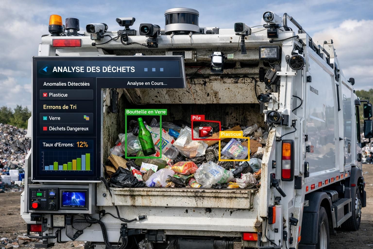 découvrez un camion benne innovant équipé d'une intelligence artificielle capable de détecter les erreurs de tri des déchets pour améliorer la gestion des déchets et favoriser le recyclage.