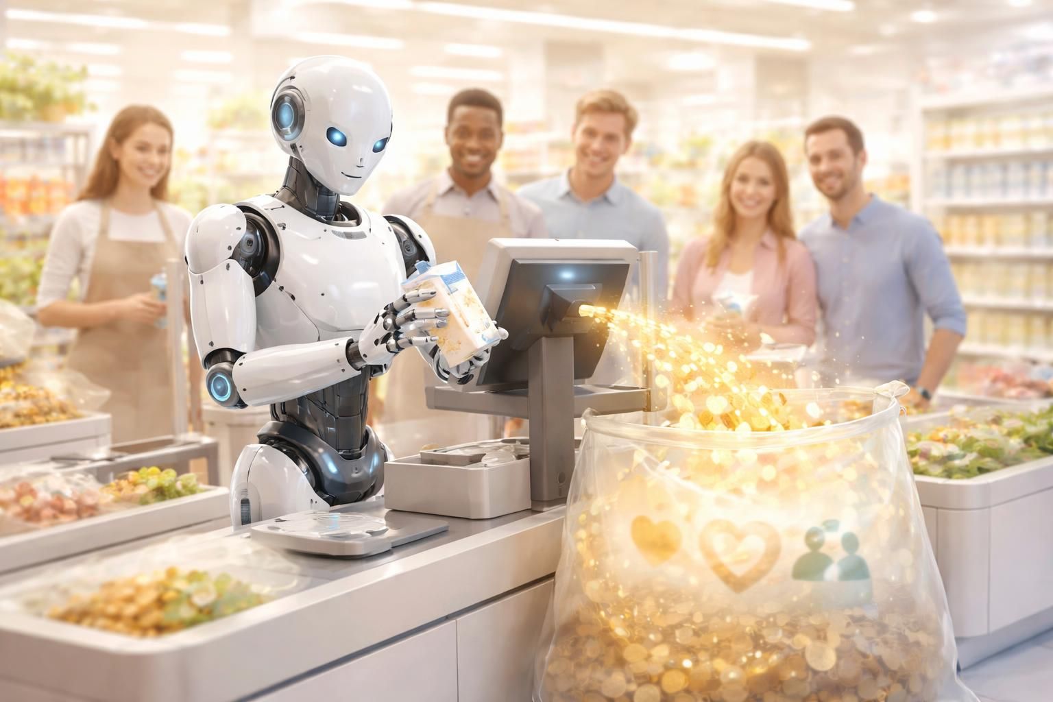 découvrez comment l'intelligence artificielle et les caisses automatiques pourraient révolutionner le paiement tout en influençant les charges sociales grâce à l'intégration des robots.