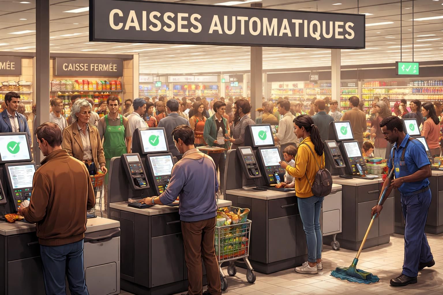 découvrez comment l'intelligence artificielle et les caisses automatiques pourraient influencer les charges sociales et transformer le secteur du travail grâce aux robots.