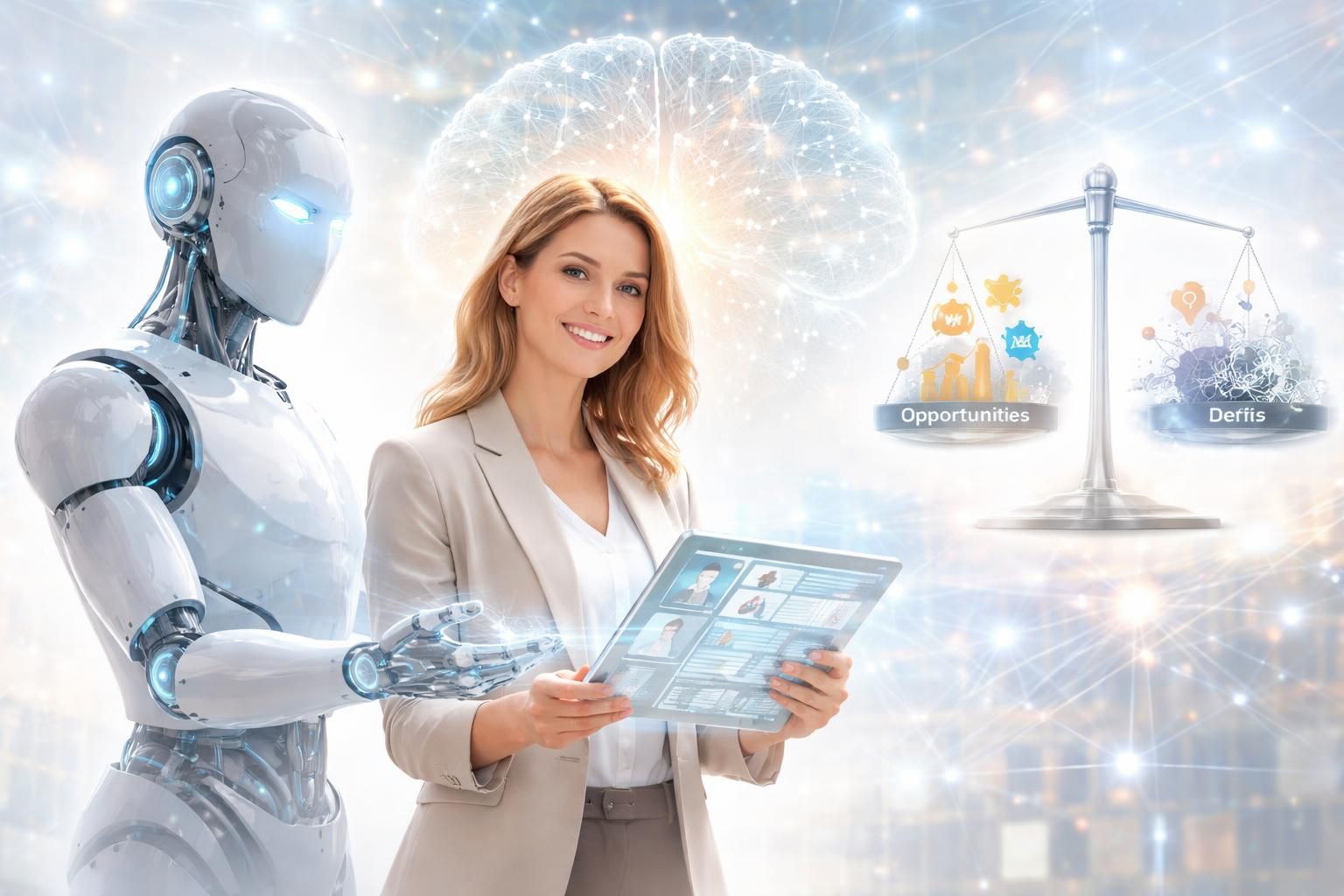 découvrez comment l'intelligence artificielle transforme les ressources humaines en offrant de nouvelles opportunités tout en posant des défis majeurs à relever.