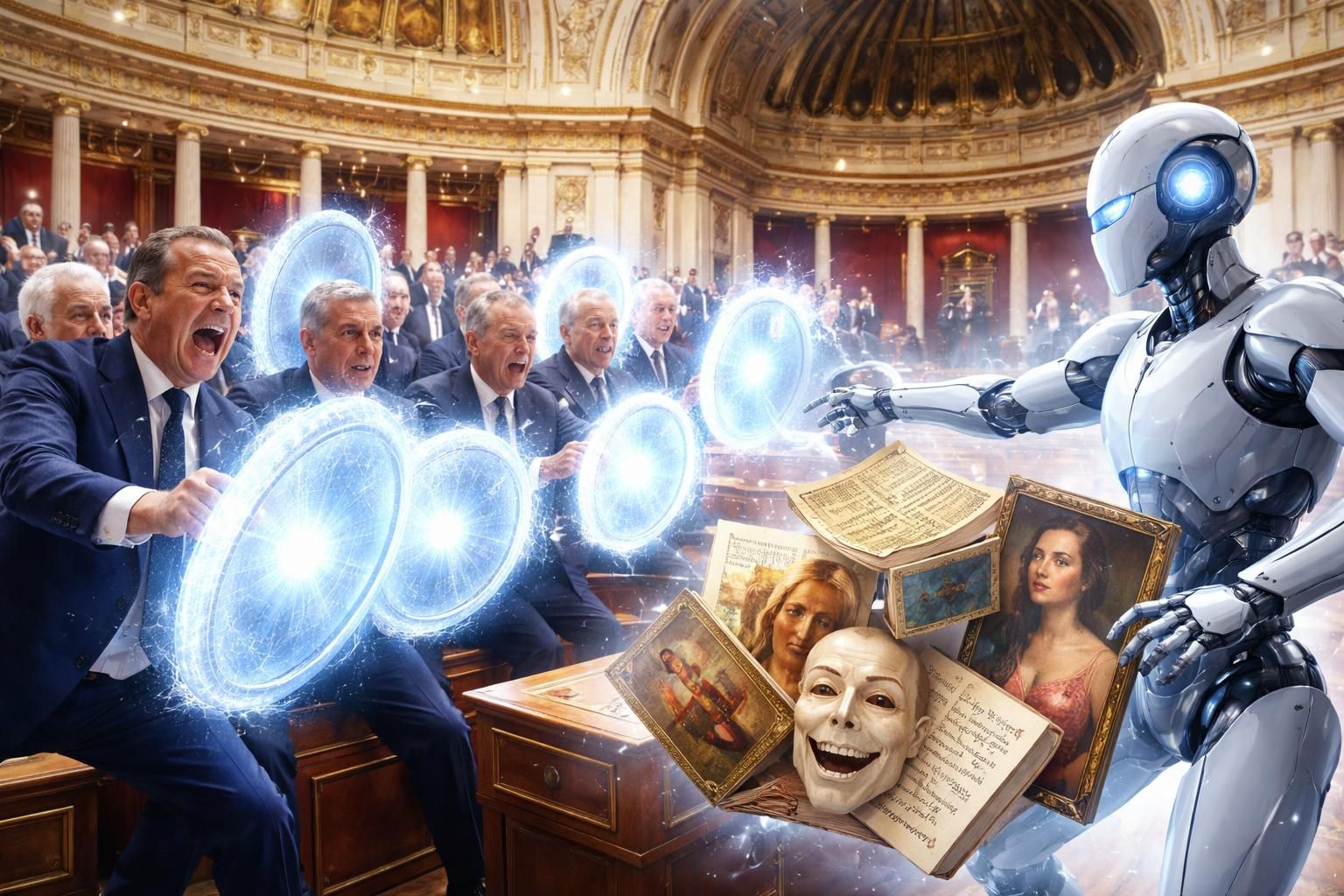 au sénat, une réaction ferme s'organise pour lutter contre le 'vol' des contenus culturels par l'intelligence artificielle, protégeant ainsi les créateurs et leur travail.