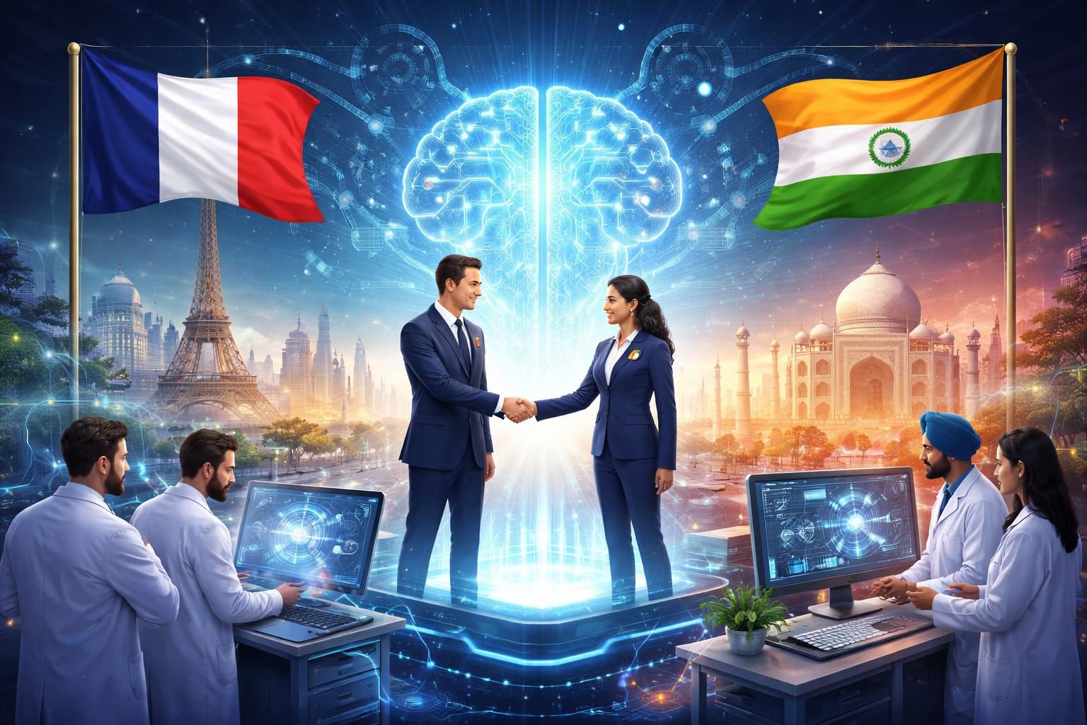 emmanuel macron vise à renforcer la coopération internationale dans les domaines clés de l'intelligence artificielle, du spatial et de l'innovation pour stimuler la croissance et la recherche.