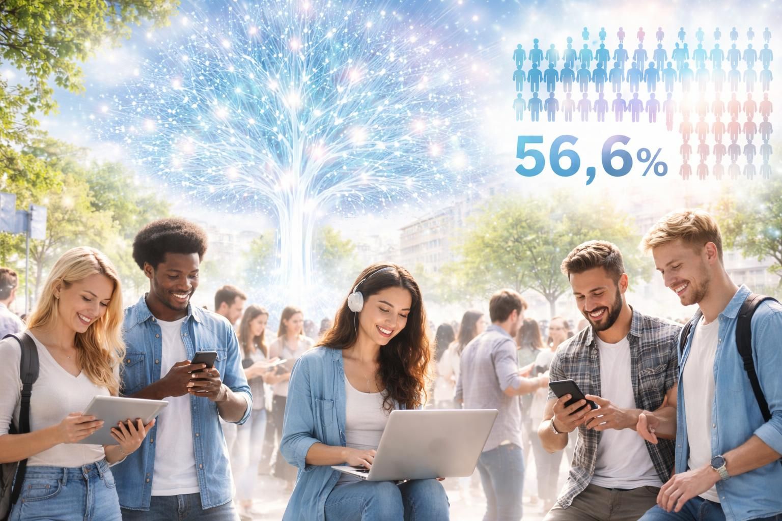 découvrez comment l'ia générative séduit 56,6 % des français, avec une adoption particulièrement forte chez les jeunes, révolutionnant ainsi les usages numériques.