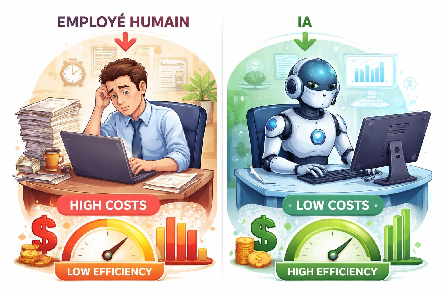 découvrez comment l'automatisation par intelligence artificielle peut parfois coûter plus cher qu'un employé humain, et explorez les enjeux économiques et stratégiques liés à cette technologie.