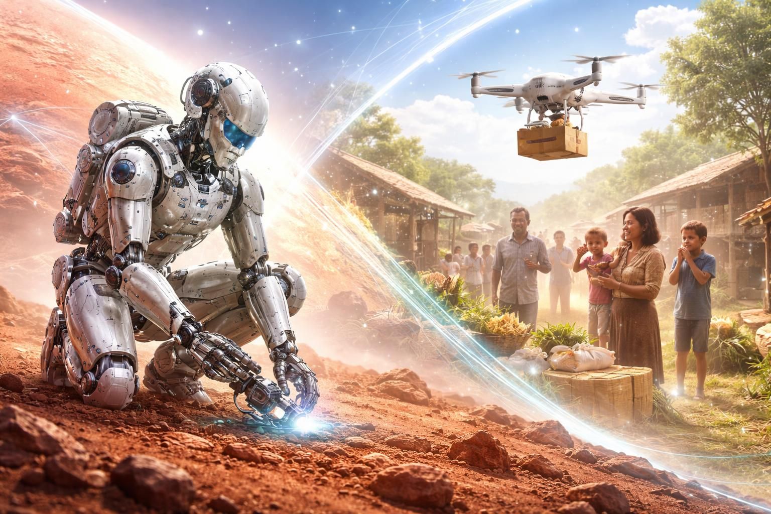 découvrez comment l'intelligence artificielle transforme l'aide humanitaire, de l'exploration martienne à la lutte contre la faim, en apportant des solutions innovantes et efficaces.