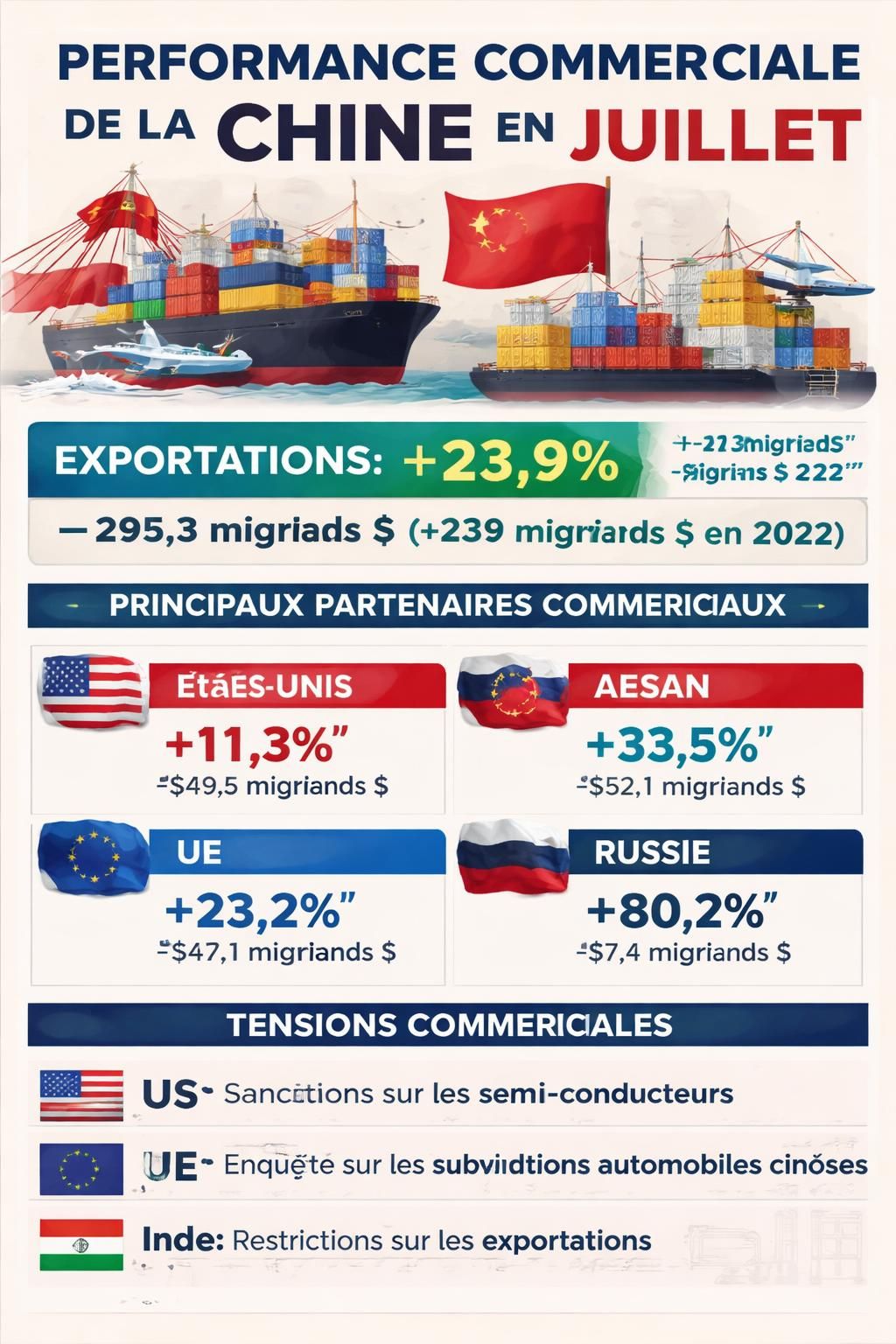 découvrez comment le commerce extérieur de la chine a connu une croissance robuste en juillet, reflétant une dynamique économique positive et des échanges commerciaux florissants.