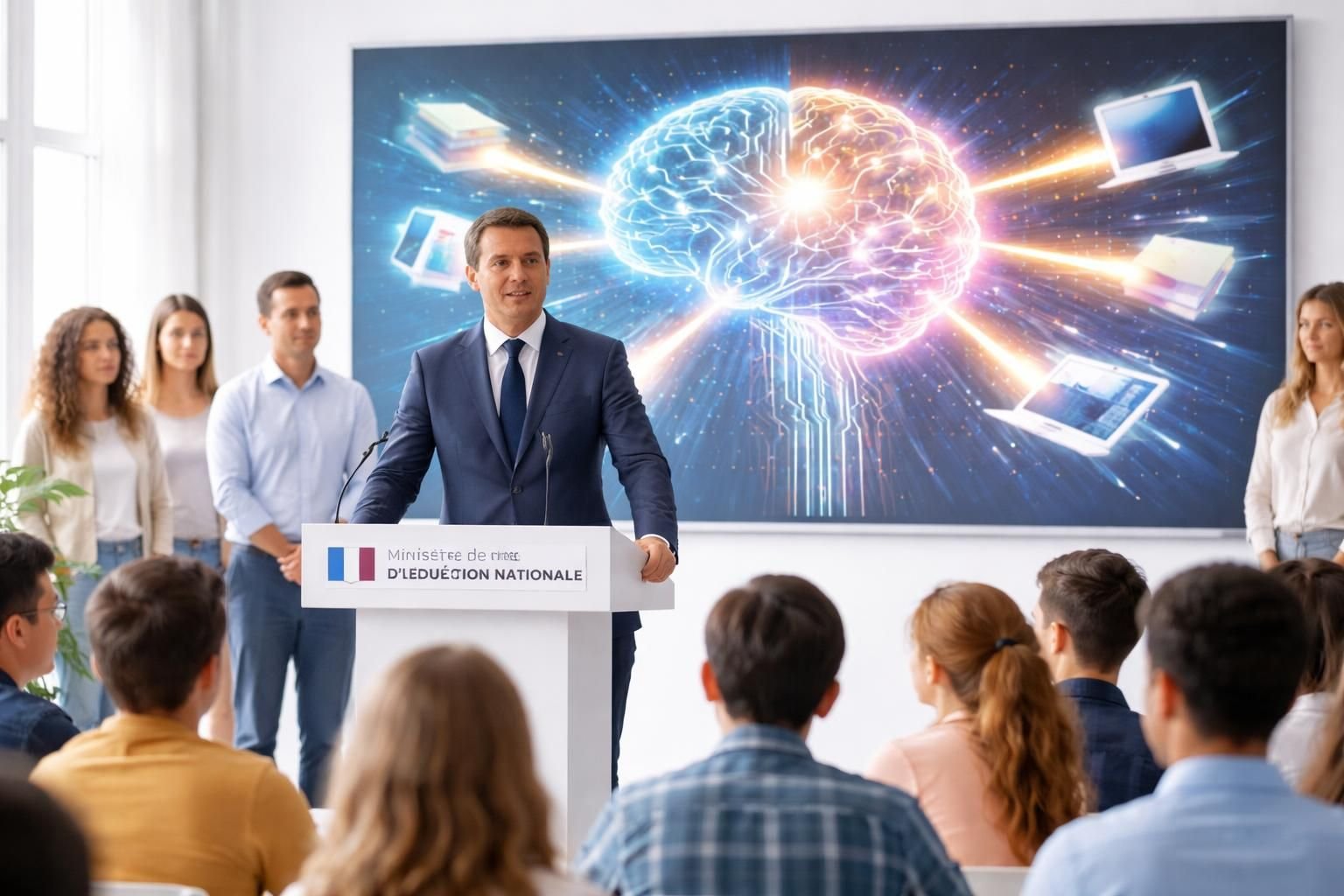 le ministre de l'éducation nationale annonce le lancement officiel d'une initiative majeure en intelligence artificielle, visant à intégrer les technologies innovantes dans le système éducatif français.