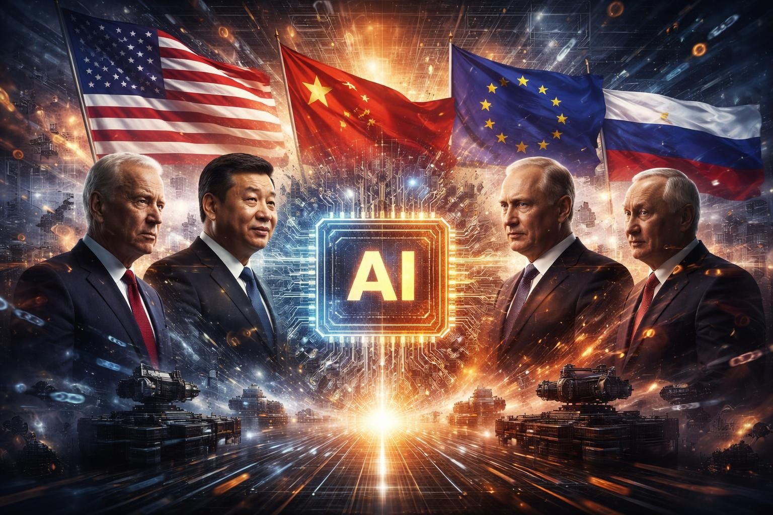 découvrez comment l'intelligence artificielle devient un champ stratégique majeur dans la compétition entre grandes puissances internationales.