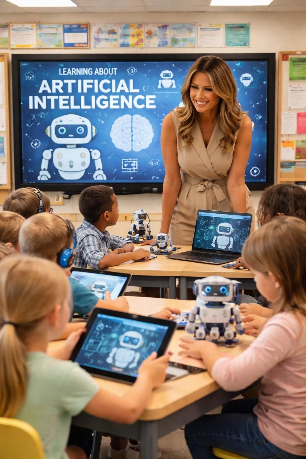 melania trump encourage les enfants à participer activement au débat essentiel sur l'intelligence artificielle, soulignant l'importance de leur engagement dans les enjeux technologiques de demain.