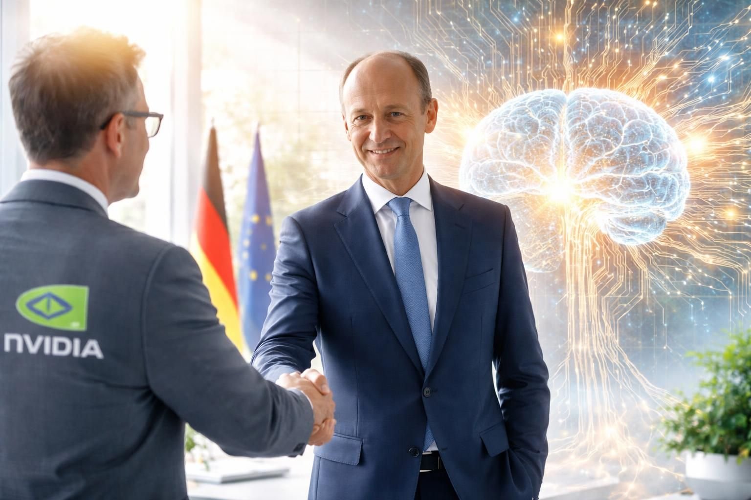 en allemagne, merz appelle à un investissement prioritaire dans l'intelligence artificielle avant de finaliser un accord stratégique avec nvidia, visant à renforcer l'innovation technologique.