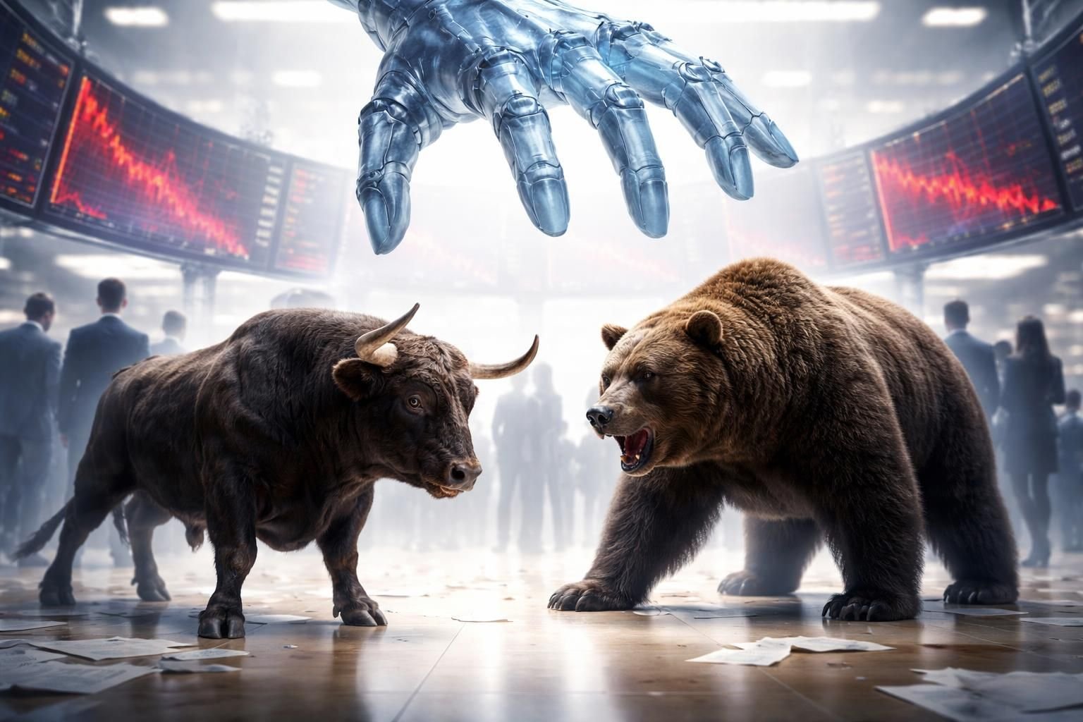 wall street termine en baisse, les craintes autour de l'intelligence artificielle impactant négativement le marché financier.