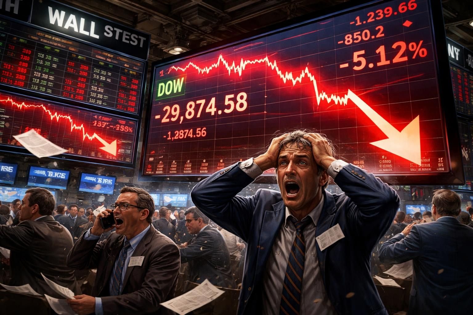 wall street chute fortement sous l'impact de l'essor de l'ia et de la baisse des cours du pétrole, influençant négativement les marchés financiers.